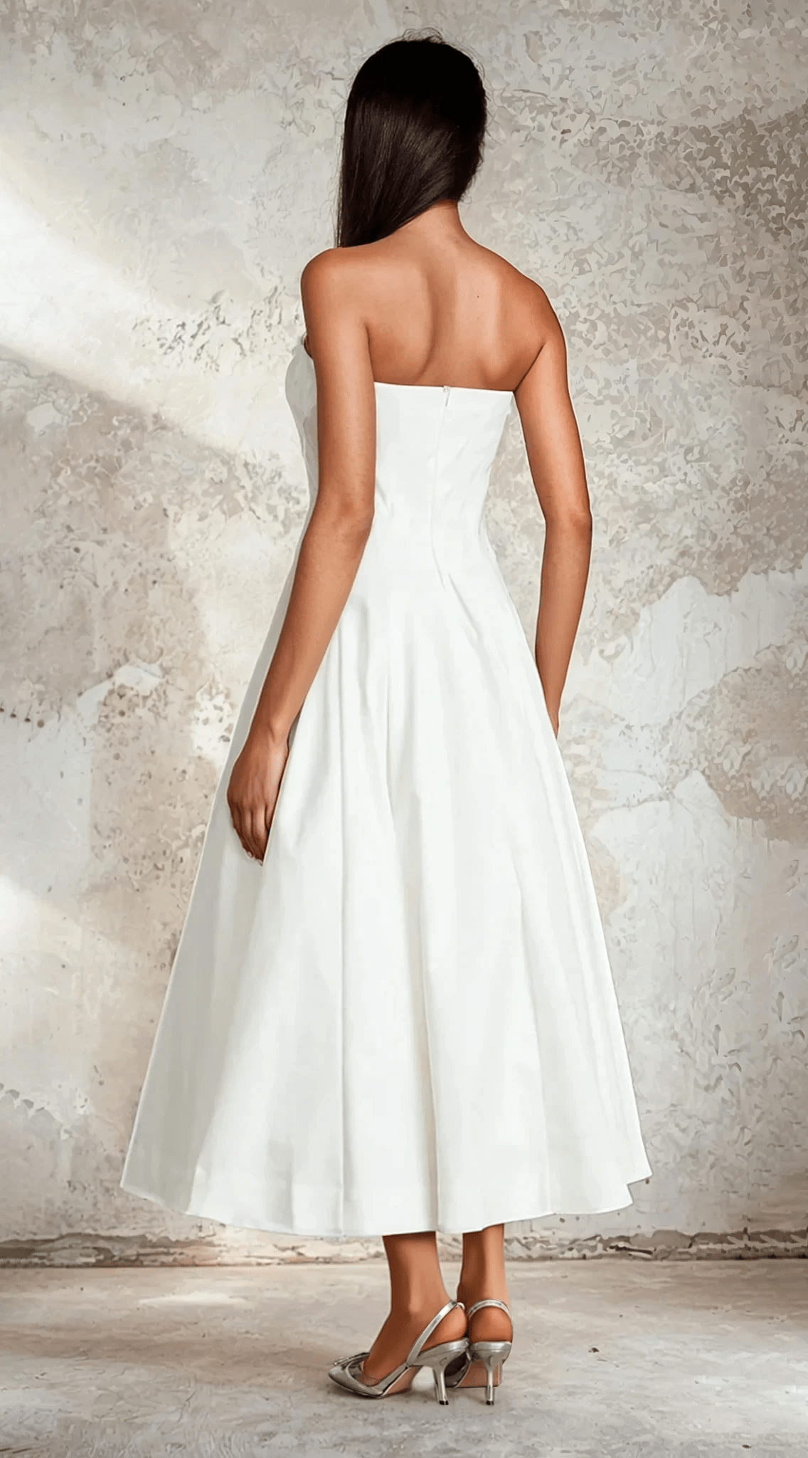 NTMY Maxi Dress Crocus Off-Shoulder Corset Top Midi Dress in White