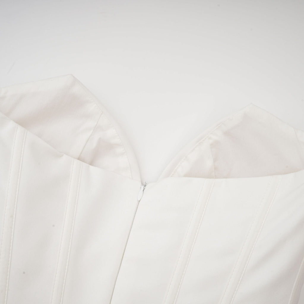 NTMY Maxi Dress Crocus Off-Shoulder Corset Top Midi Dress in White