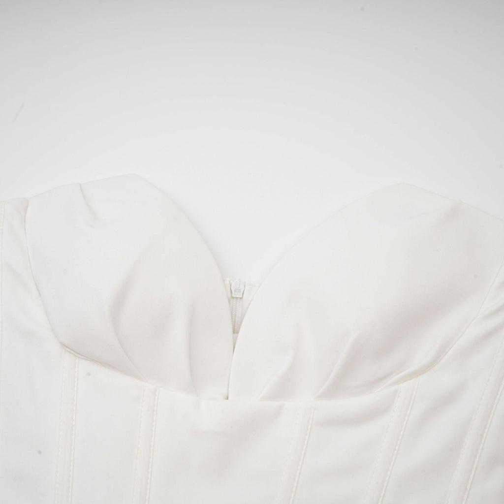 NTMY Maxi Dress Crocus Off-Shoulder Corset Top Midi Dress in White