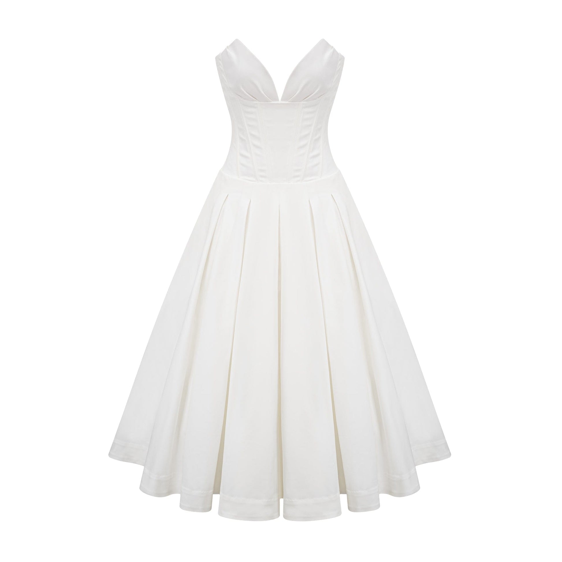 NTMY Maxi Dress Crocus Off-Shoulder Corset Top Midi Dress in White