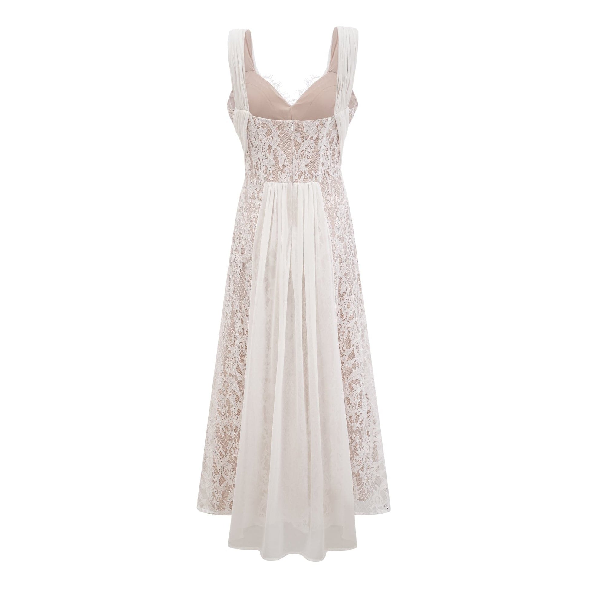 NTMY Maxi Dress Hoya Lace Pleated Bridal Maxi Dress in White