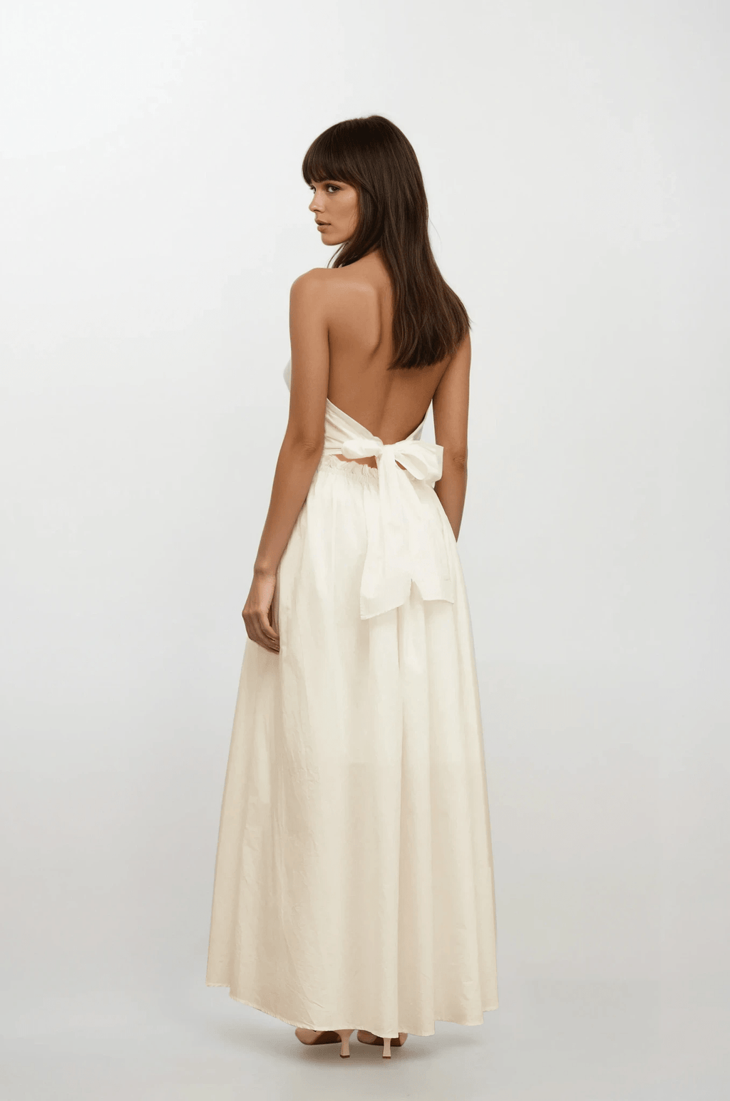 NTMY Maxi Dress Lily Cut-Out Floral-Embroidered Shirred Maxi Dress in White
