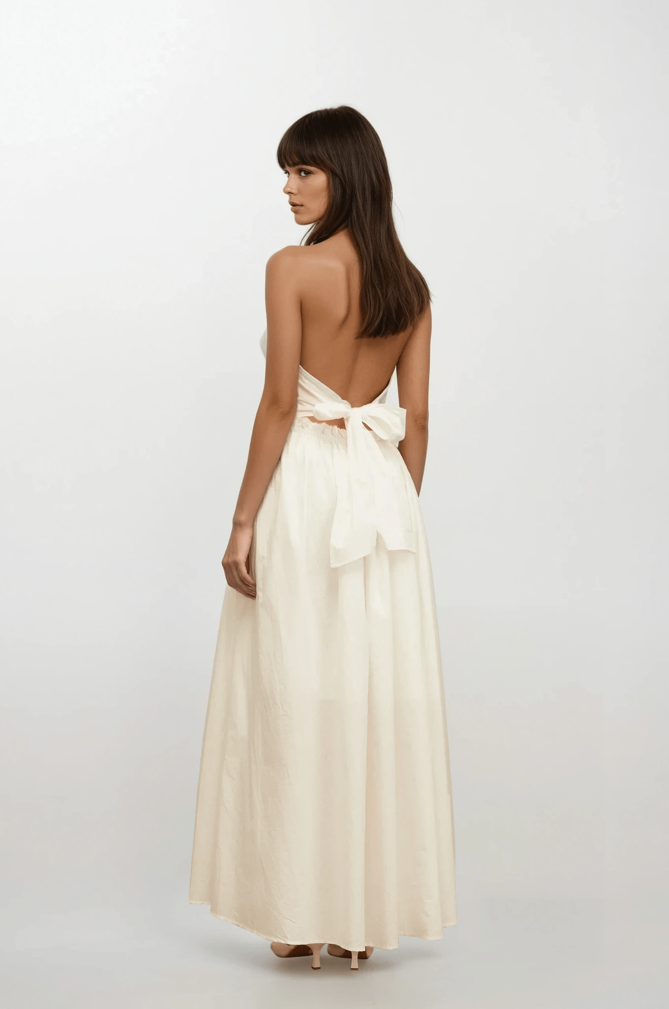 NTMY Maxi Dress Lily Cut-Out Floral-Embroidered Shirred Maxi Dress in White