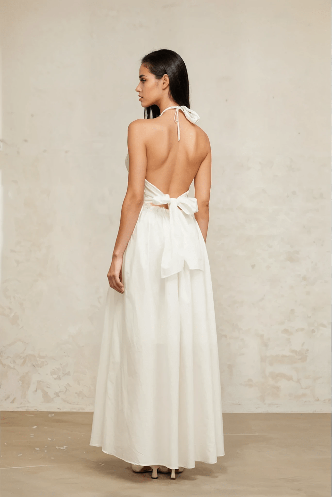 NTMY Maxi Dress Lily Cut-Out Floral-Embroidered Shirred Maxi Dress in White