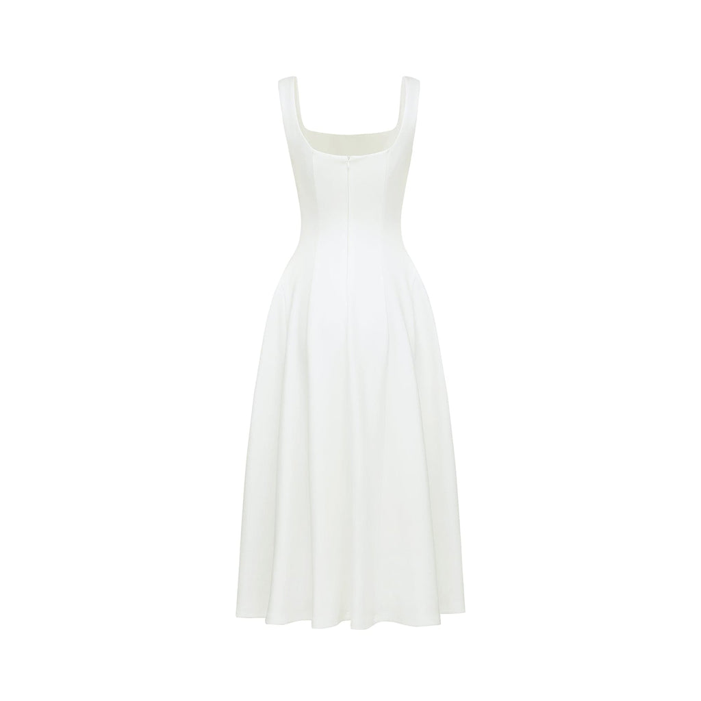 NTMY Midi Dress Gloriosa white pleated flared midi dress in white