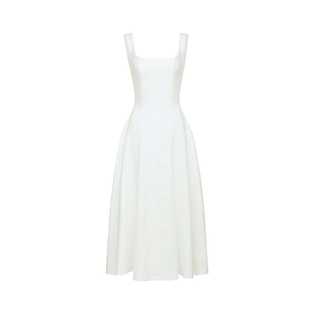 NTMY Midi Dress Gloriosa white pleated flared midi dress in white