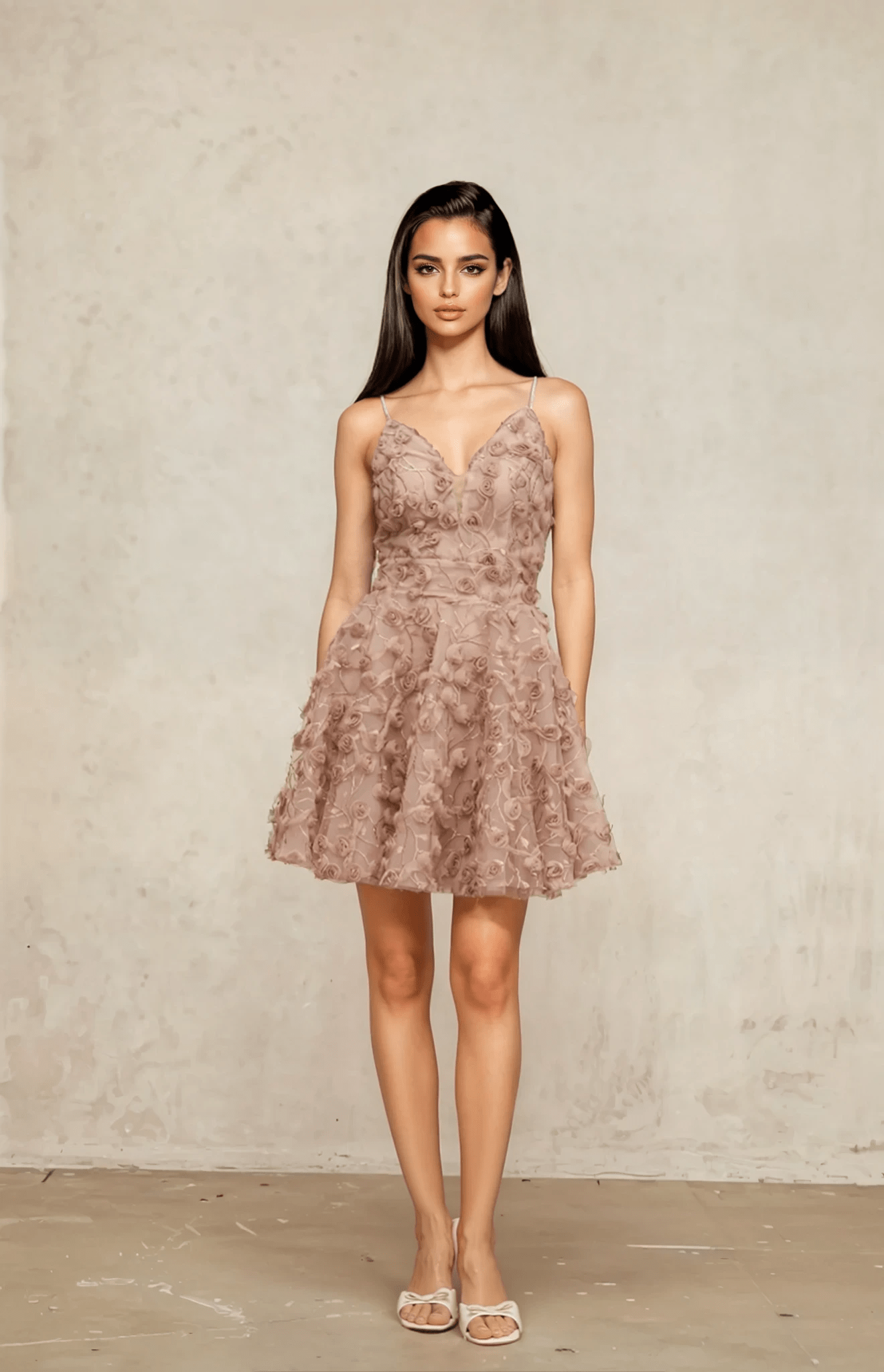 NTMY Mini Dress Buttercup 3D Appliqué Flounced Mini Dress in Pink