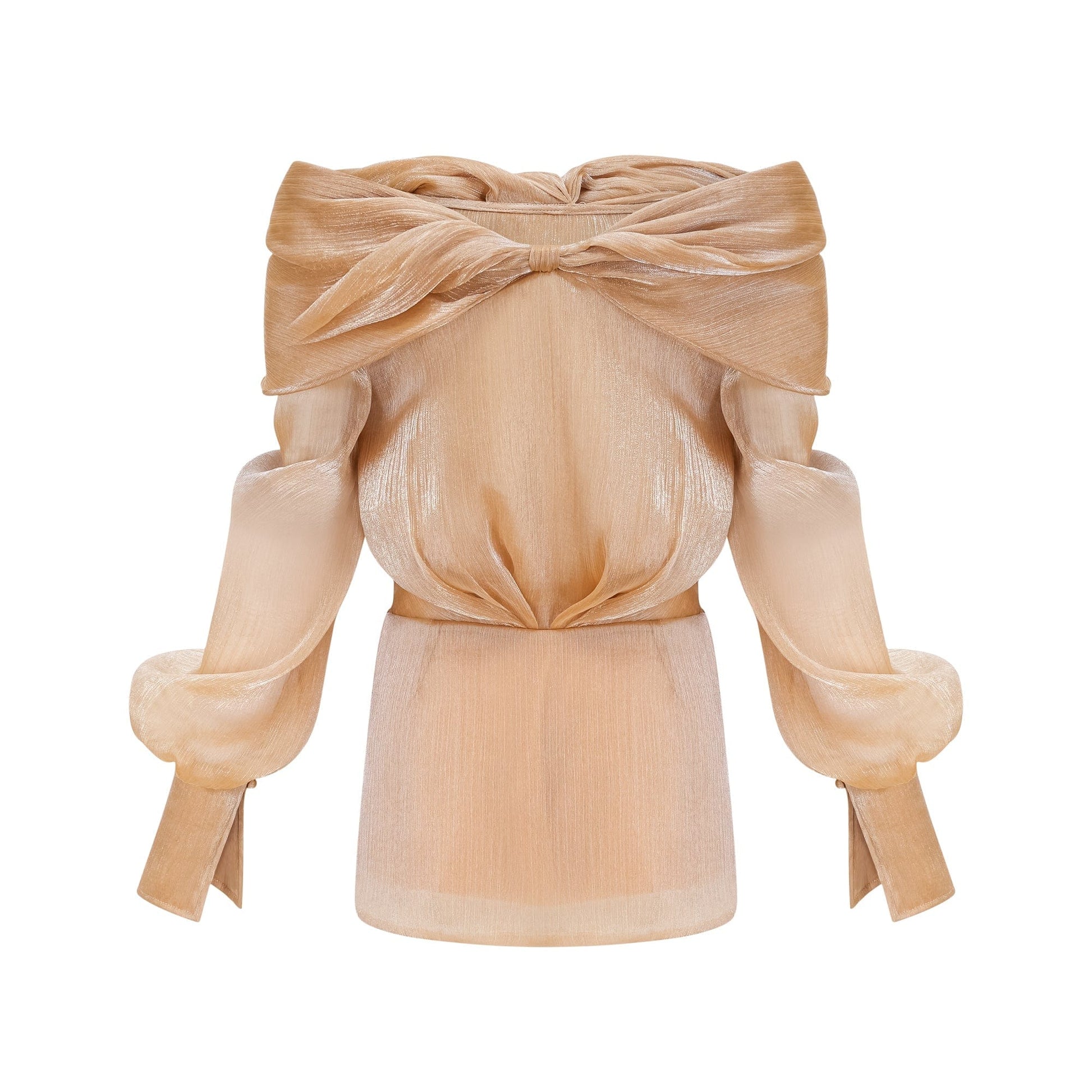 NTMY Mini Dress Felicia Diamond Embellished Off Shoulder Bardot Mini Dress in Gold
