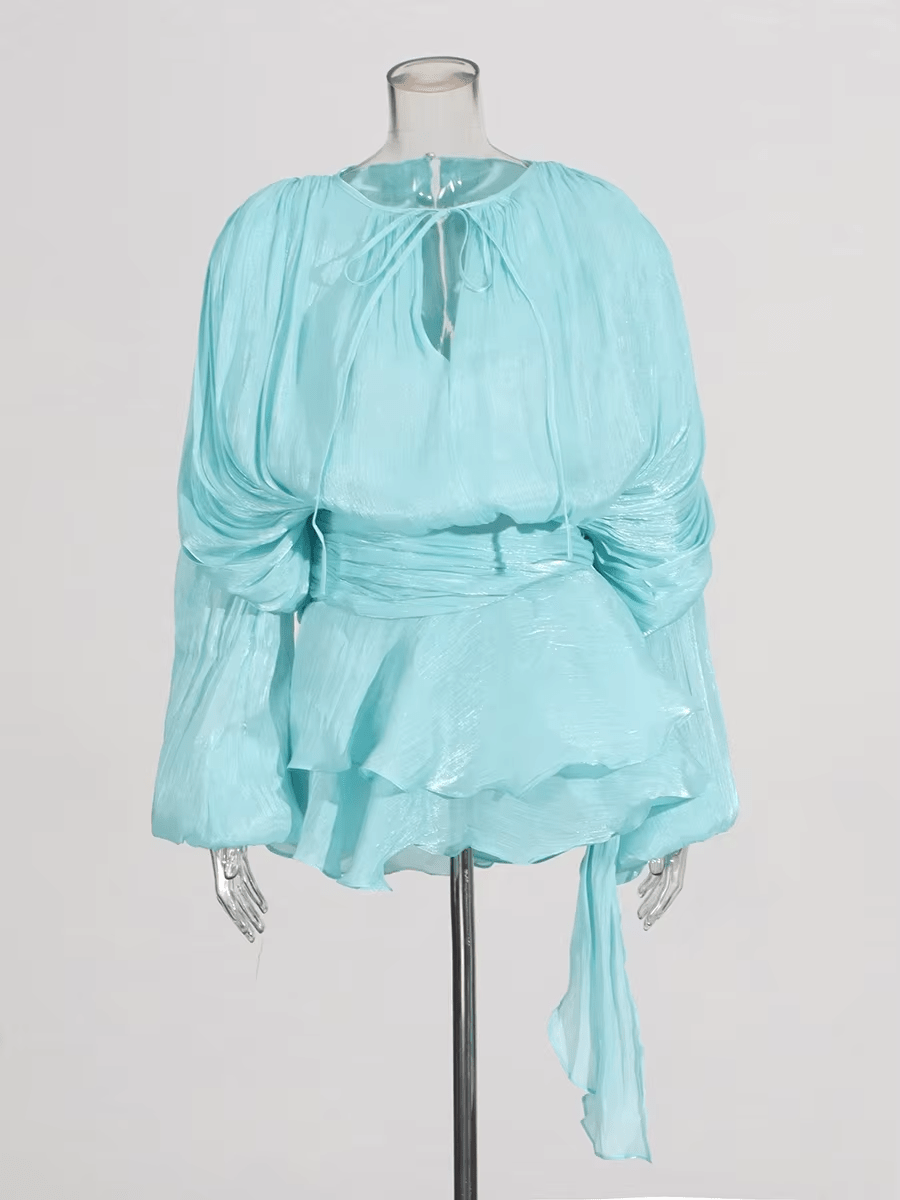 NTMY Mini Dress Marigold Fully Pleated Ruffled Mini Dress in Black