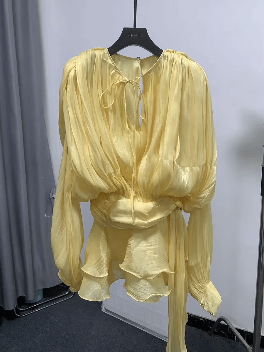NTMY Mini Dress Marigold Fully Pleated Ruffled Mini Dress in Black