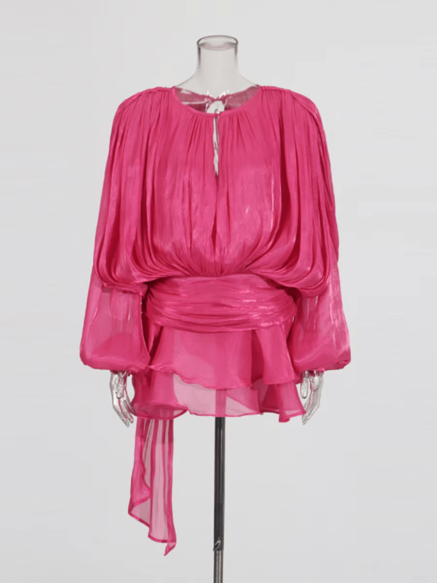 NTMY Mini Dress Marigold Fully Pleated Ruffled Mini Dress in Black