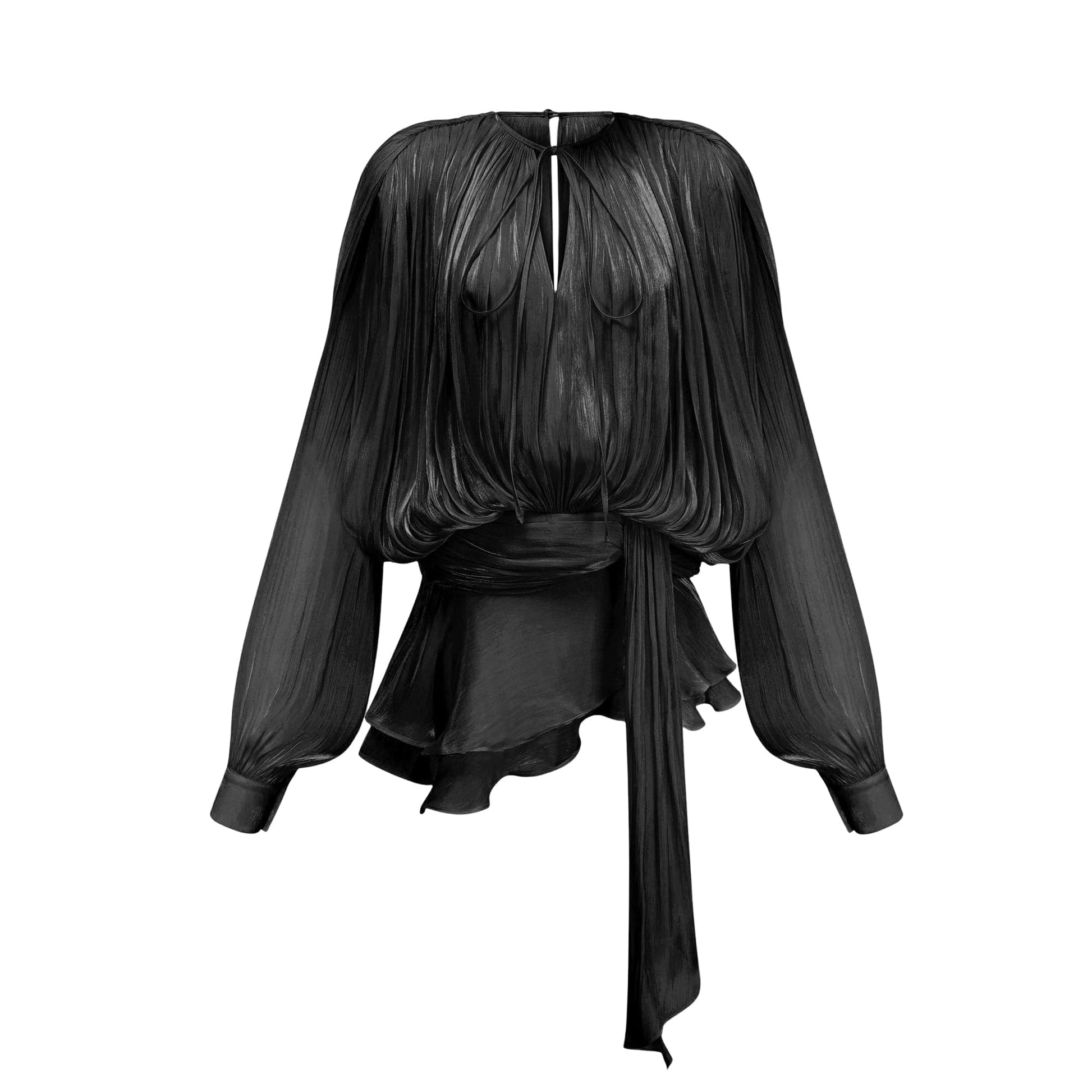 NTMY Mini Dress Marigold Fully Pleated Ruffled Mini Dress in Black