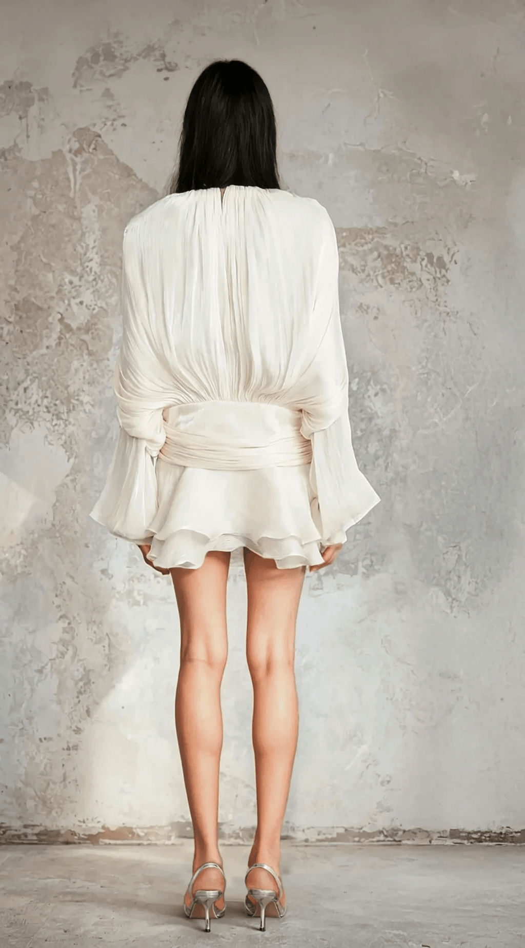 NTMY Mini Dress Marigold Fully Pleated Ruffled Mini Dress in Ivory