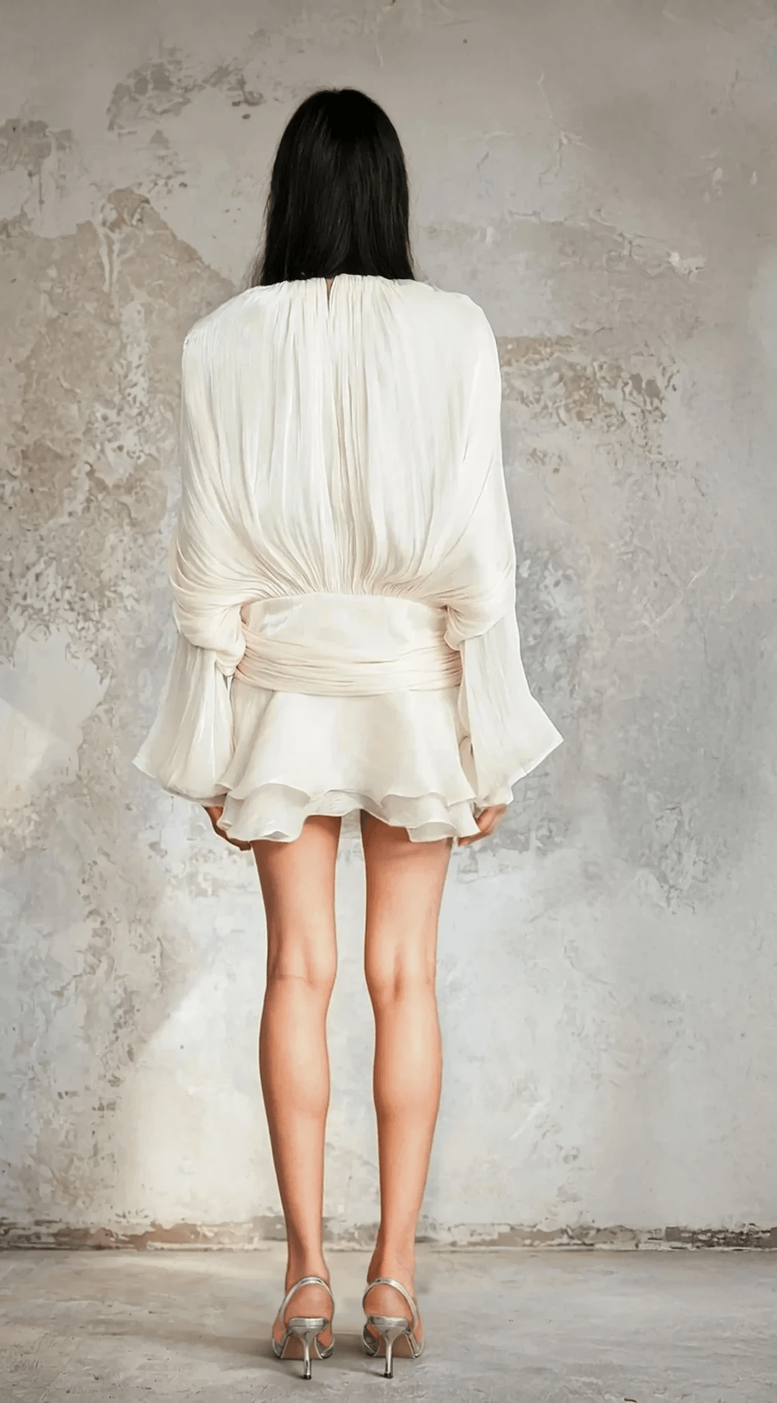 NTMY Mini Dress Marigold Fully Pleated Ruffled Mini Dress in Ivory