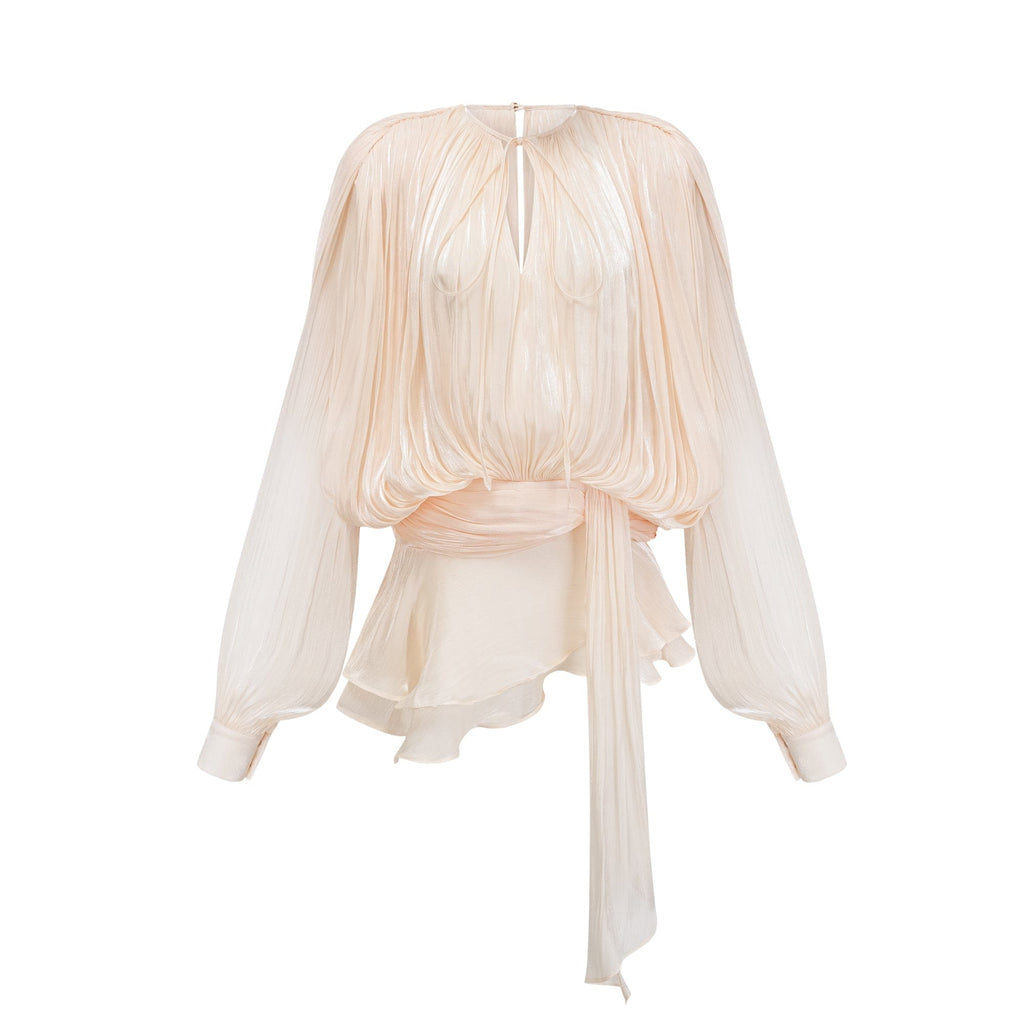 NTMY Mini Dress Marigold Fully Pleated Ruffled Mini Dress in Ivory