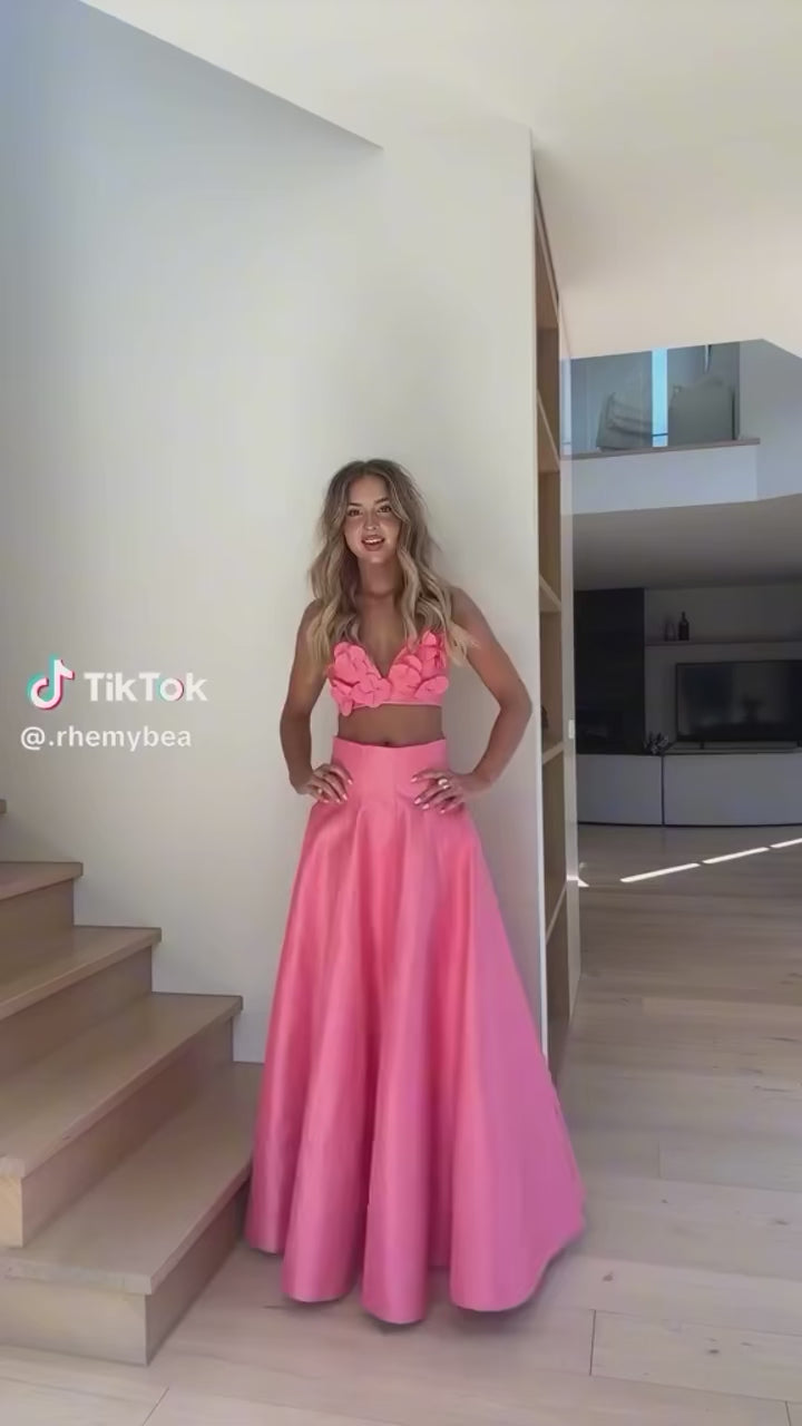 Aiden 3D Applique Crop Top and Maxi Dress Co-Ord Set