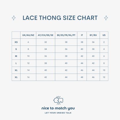 the size chart for the lace hong size chart